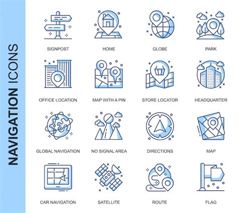 Premium Vector Thin Line Navigation Related Icons Set