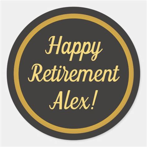 Happy Retirement Black And Gold Classic Round Sticker