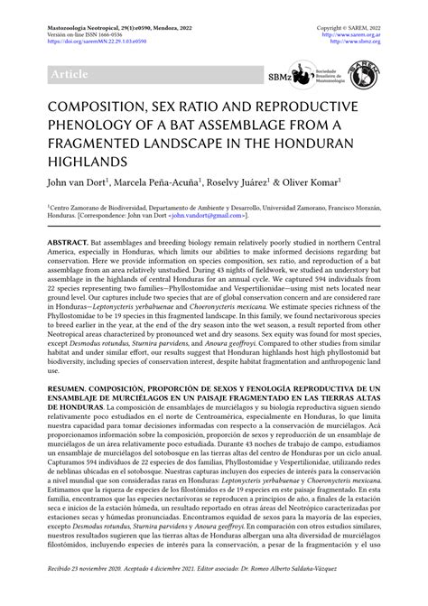 pdf composition sex ratio and reproductive phenology of a bat assemblage fom a fragmented