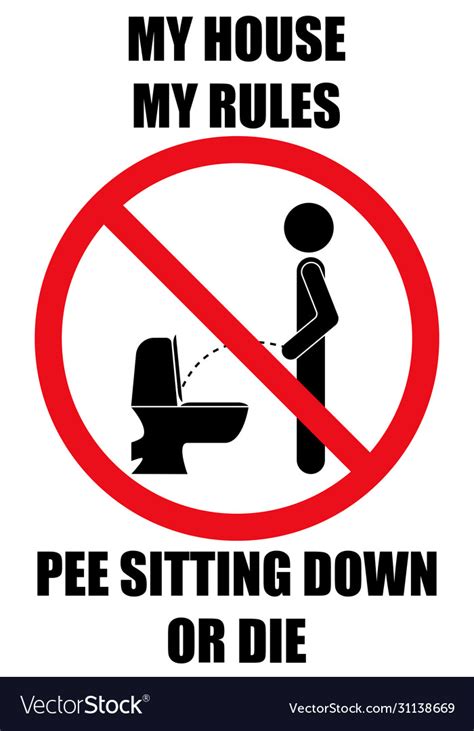 pee sitting down no peeing standing warning vector image