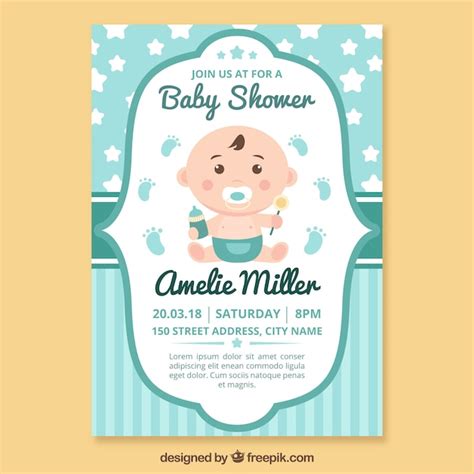 Plantilla De Invitación A Baby Shower Descargar Vectores Gratis