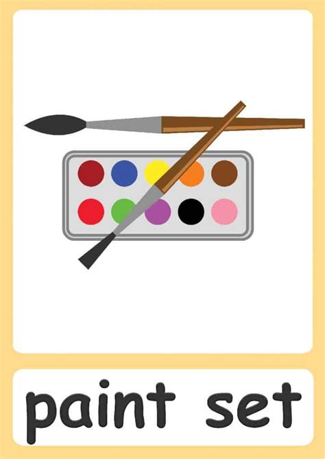 Paint Set Flashcard Flashcards Free Classroom Flashcards For Kids