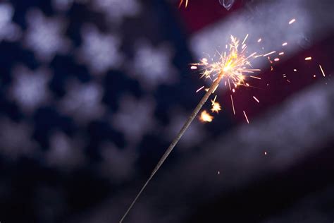 Celebrating Fourth Of July With Sparklers Us National Holiday
