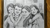 how to draw happy family with pencil sketch for beginners,how to draw ...