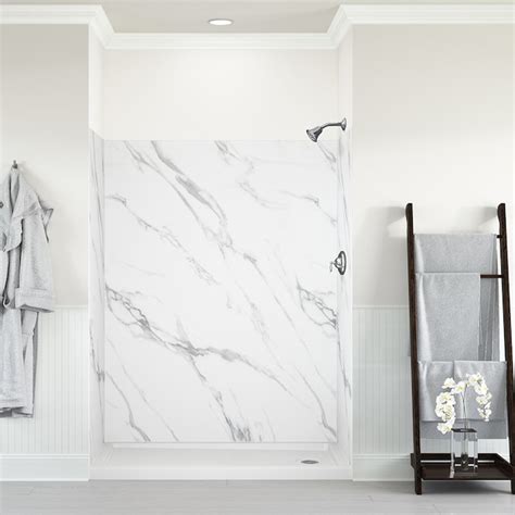 Allen Roth Platform 60 In X 78 In Cararra White Marble Shower