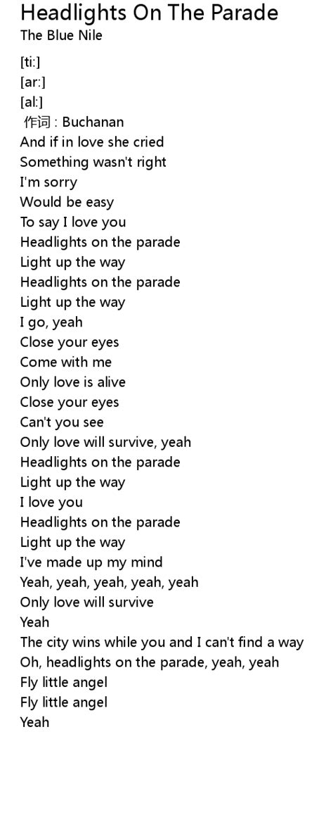 headlights on the parade lyrics follow lyrics