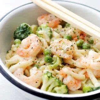 While the sauce thickens, cook the fettuccine in. Lightened-Up Shrimp Fettuccine Alfredo - 30-minute, easy, creamy, lightened-up alfr ...