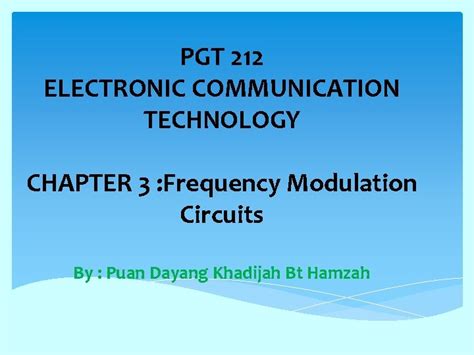 Pgt 212 Electronic Communication Technology Chapter 3 Frequency