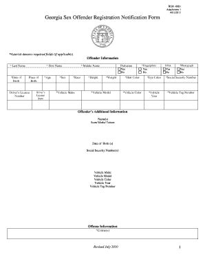 Georgia Sex Offender Registration Notification Form Fill And Sign