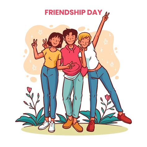 free vector hand drawn friendship day illustration with friends