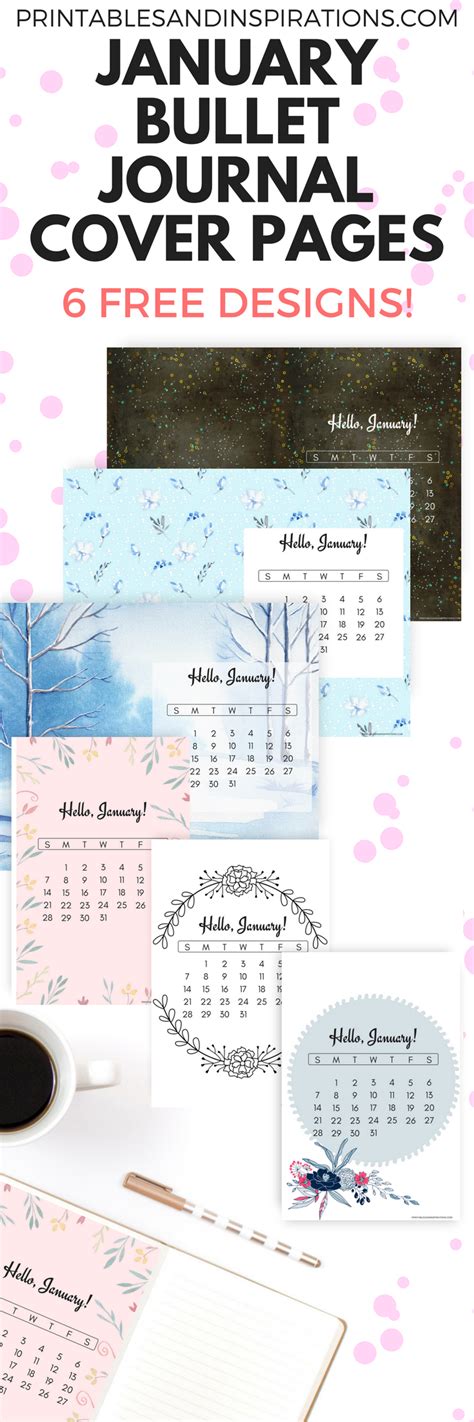 Free Printable January Bullet Journal Cover Designs With January Calendar! - Printables and ...