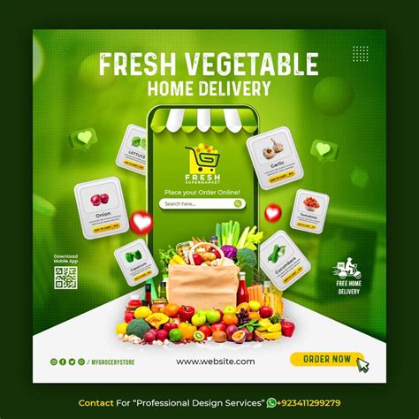 Premium Psd Fresh Grocery Vegetable Delivery Social Media Post