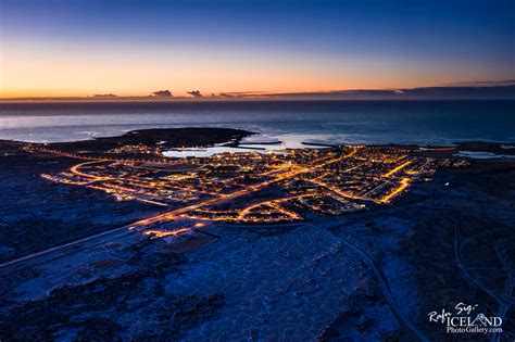 Grindavík Village │ Iceland Landscape Winter Twilight Photo From Air