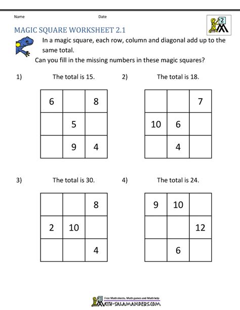 Magic Square Worksheets