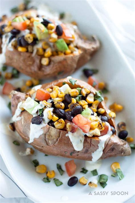 20 Minute Loaded Vegetarian Stuffed Sweet Potatoes A