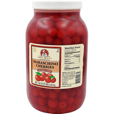 Chefs Quality Maraschino Cherries Without Stem 128oz Container Grocery