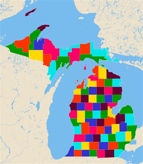 State Of Michigan Map With Counties Map