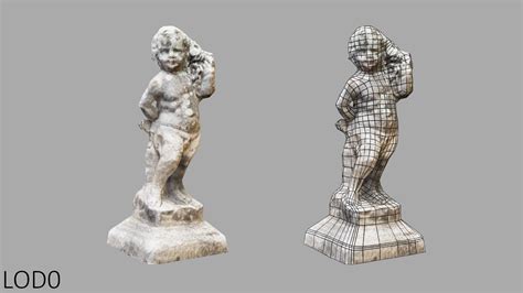 3d Weathered Cherub Angel Statue Model Turbosquid 1760459