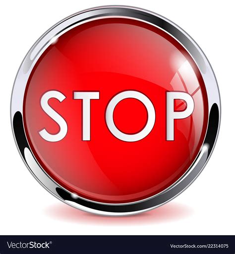 Red Stop Button 3d Shiny Glass Icon Royalty Free Vector