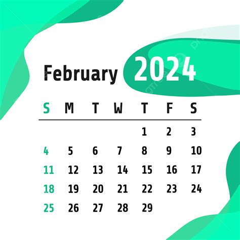 Calendario Mensual Febrero 2024 Vector Png Dibujos Calendario Mensual