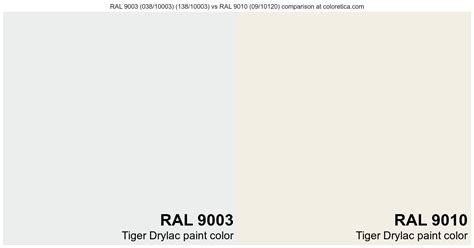Tiger Drylac RAL 9003 038 10003 Vs RAL 9010 Color Side By Side