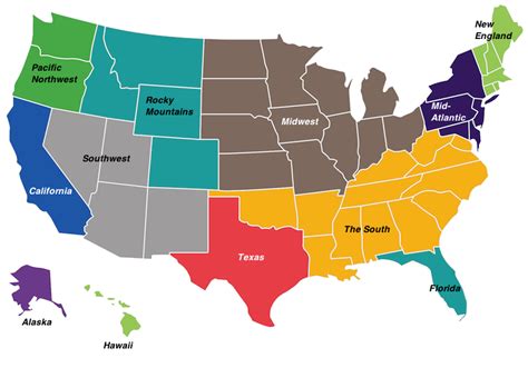 Region Map Of Usa