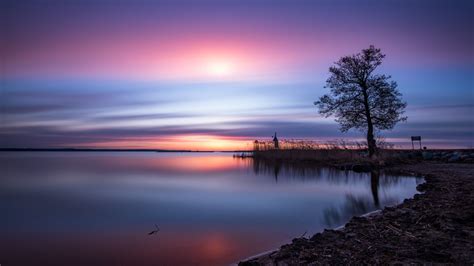 Roxen Lake Wallpaper 4k Sweden Sunrise Morning