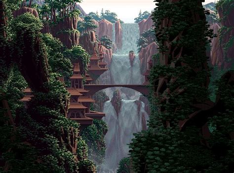 Pixelartus Jungle Waterfalls Elvish Falls Pixel Art Landscape