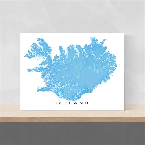 Iceland Map Wall Art Print Topographic Iceland Poster Maps