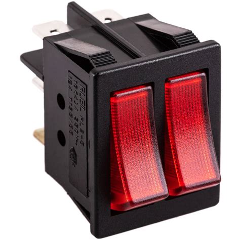 Interruptor Luminoso Basculante Rojo Dos Canales Dpdt 6 Pin Cablematic