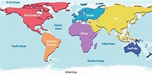 mapa del mundo con nombres de continentes y océanos 2046888 Vector en ...