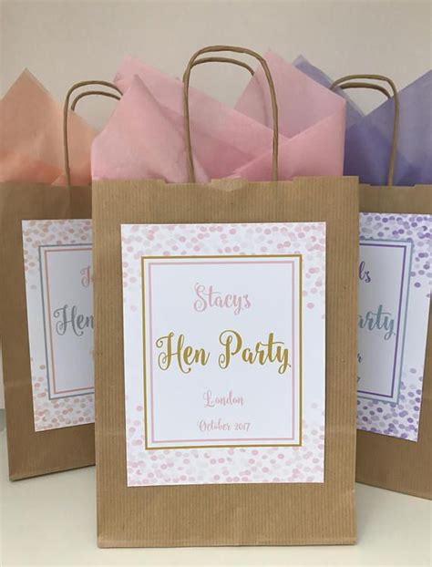 Personalised Hen Party Night Weekend T Favour Bag Confetti Vintage