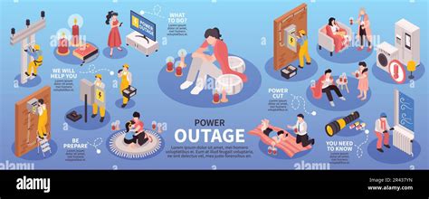 Isometric Power Outage Infographics With Isolated Icons Of Power Units