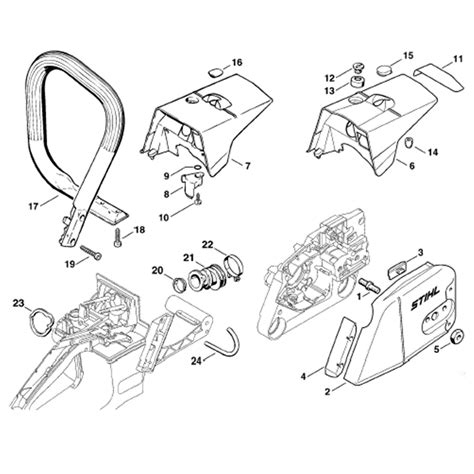 Stihl MS 340 Chainsaw (MS340) Parts Diagram, Chain sprocket cover-Handlebar