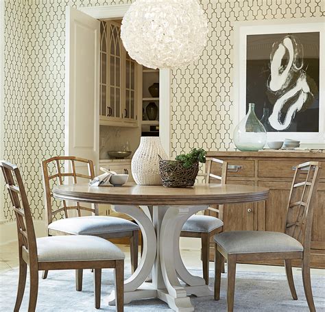 Riverside aberdeen round pedestal dining table. French Modern White Wood Pedestal Round Dining Table 58 ...