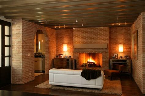 The elegant ribbon fireplace provides a modern interruption to the flow of this. 25+ Brick Wall Designs, Decor Ideas For Living Room ...