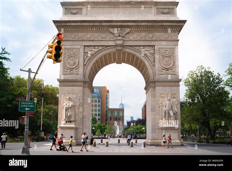 Washington Square Park Arch View In Summer Of The Washington Memorial Arch In Greenwich Village