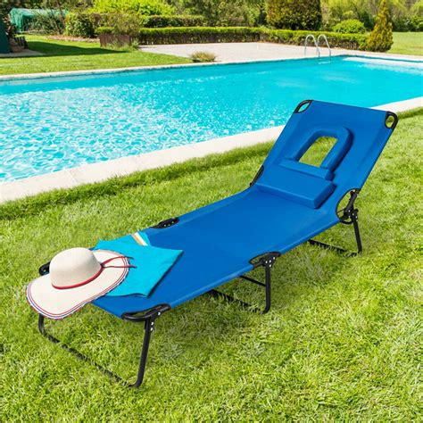 Gymax Folding Chaise Lounge Chair Bed Adjustable Outdoor Patio Beach