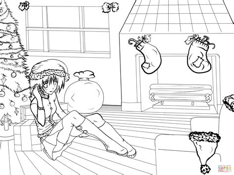 Anime Christmas Scenes By Gabriela Gogonea Coloring Page Free