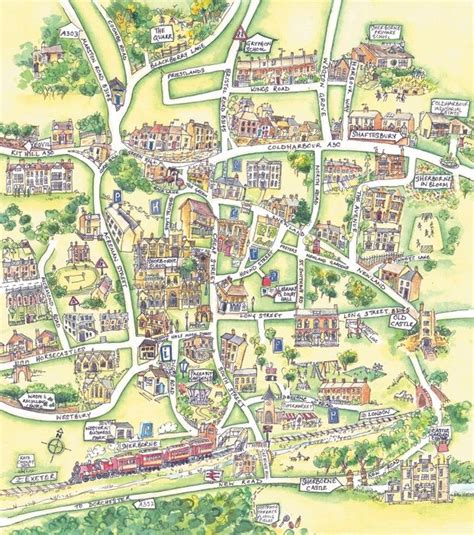 Illustrated Map Of Sherborne Discover Sherborne Mapa Turístico