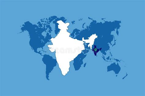 India Map In World Map Vector Illustration White Indian Map Stock