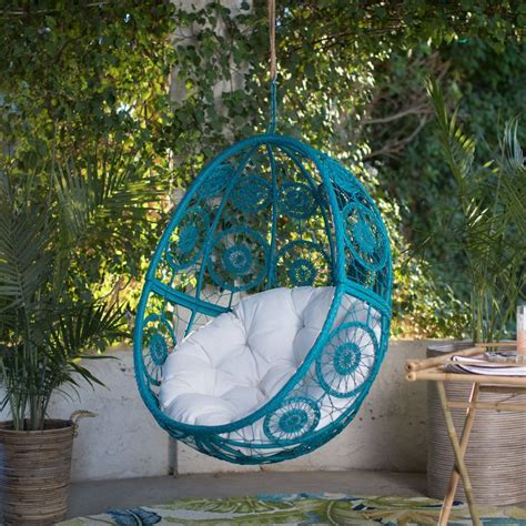 Island Bay Bloom Resin Wicker Hanging Egg Chair with Optional Stand