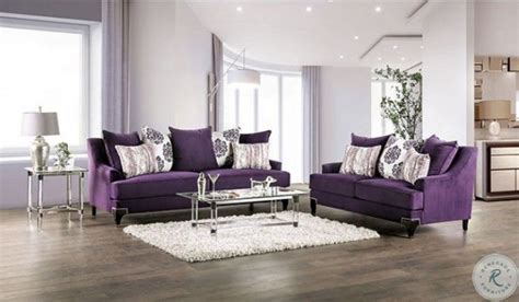 Sisseton Purple Living Room Set From Furniture Of America Coleman