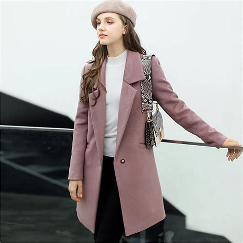 2017 New Winter Wool Coat Code In Korean Fashion Show Thin All Match Long Sleeved Wool Coat
