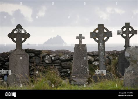 View To Skellig Michael From Old Cemetery St Finians Bay Ring Of