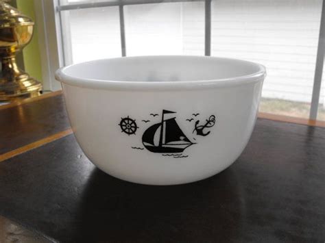 Vintage Mckee Large Sailboats Nautical Mixing Bowl Mckee Bowl Glass