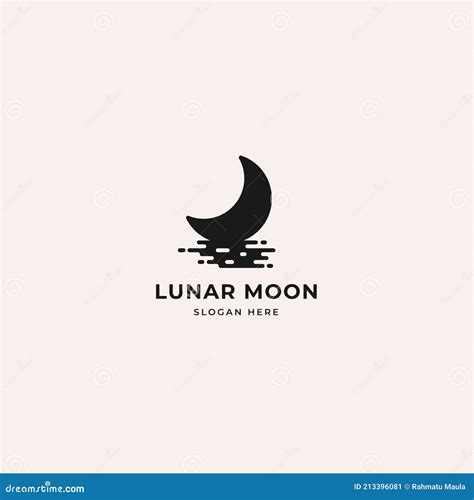 Lunar Moon Logo With Silhouette Of Moon Shadow On Water Creative Logo