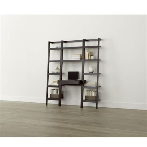 Sawyer Mocha Leaning Desk With Two 18 Bookcases Crate And Barrel