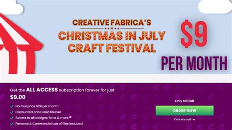 Creative Fabrica July Promo 9month All Access Lifetime Subscription