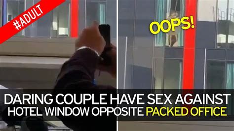 Randy Couple Filmed In The Act Pressed Up Against Hotel Window Opposite